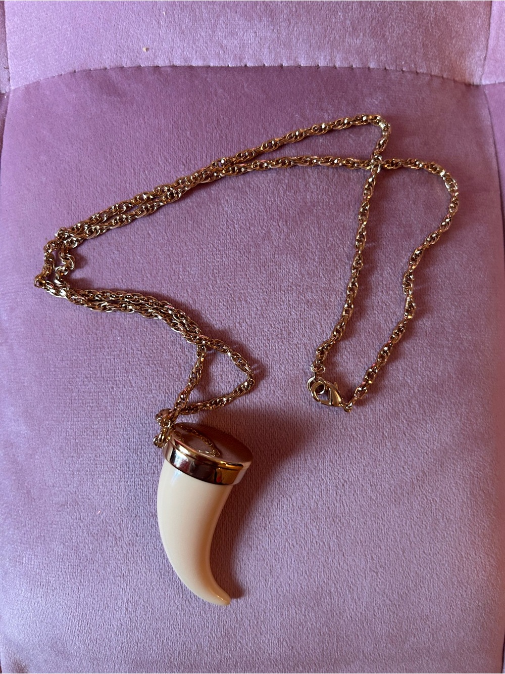 Estee Lauder Solid Perfume Gold-Tone Chain Necklace with Cream Horn Pendant